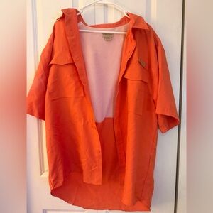 Orange Short Sleeve Button-Up Shirt Real Tree